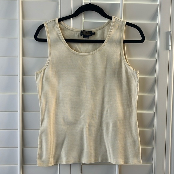 Pendleton Tank Top Sleeveless 100% Cotton Striped white cream Size S - Picture 2 of 8